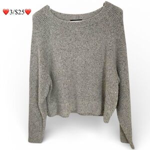 Express Silver Sequin Ribbed Cropped Sweater Gray Size M ❤️3/$25❤️